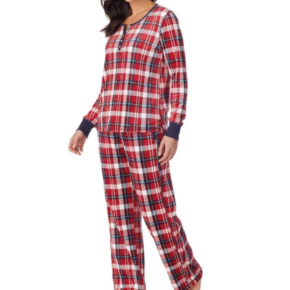 NWT Nautica Ladies 2pc Plaid Fleece Pajama Sleepwear Set SMALL - Picture 2 of 6